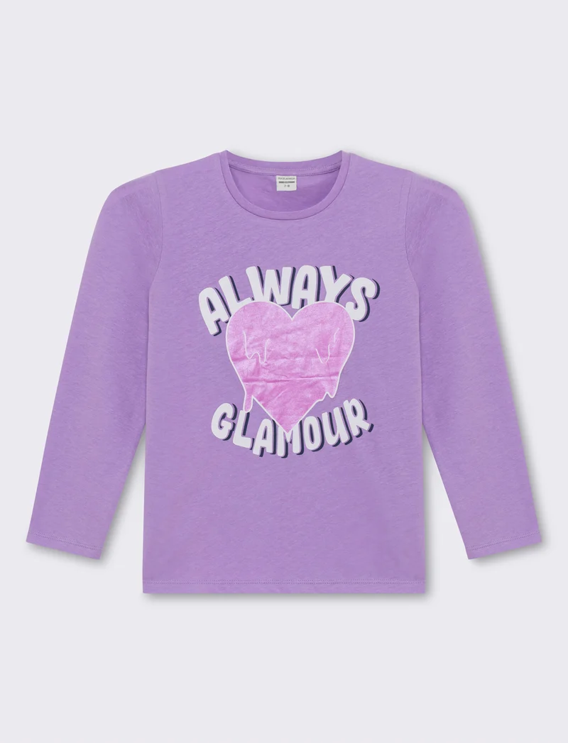 T-shirt stampa frontale da bambina - Viola