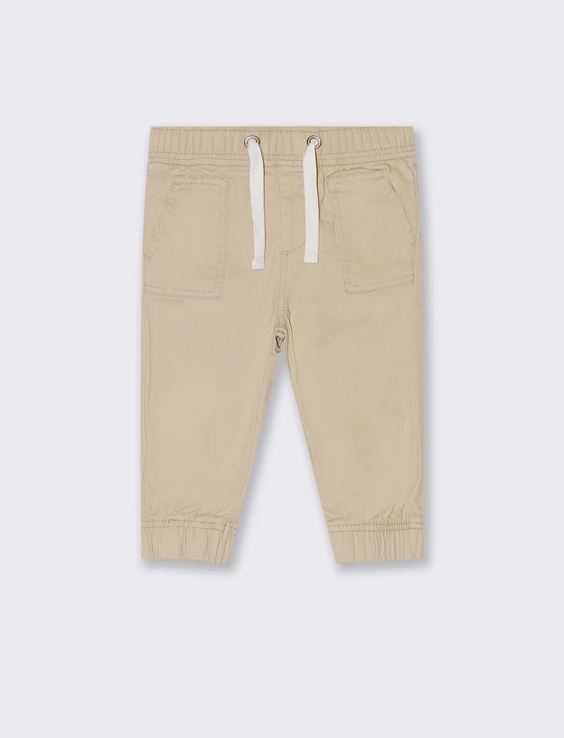 Pantaloni con coulisse da neonato - Beige