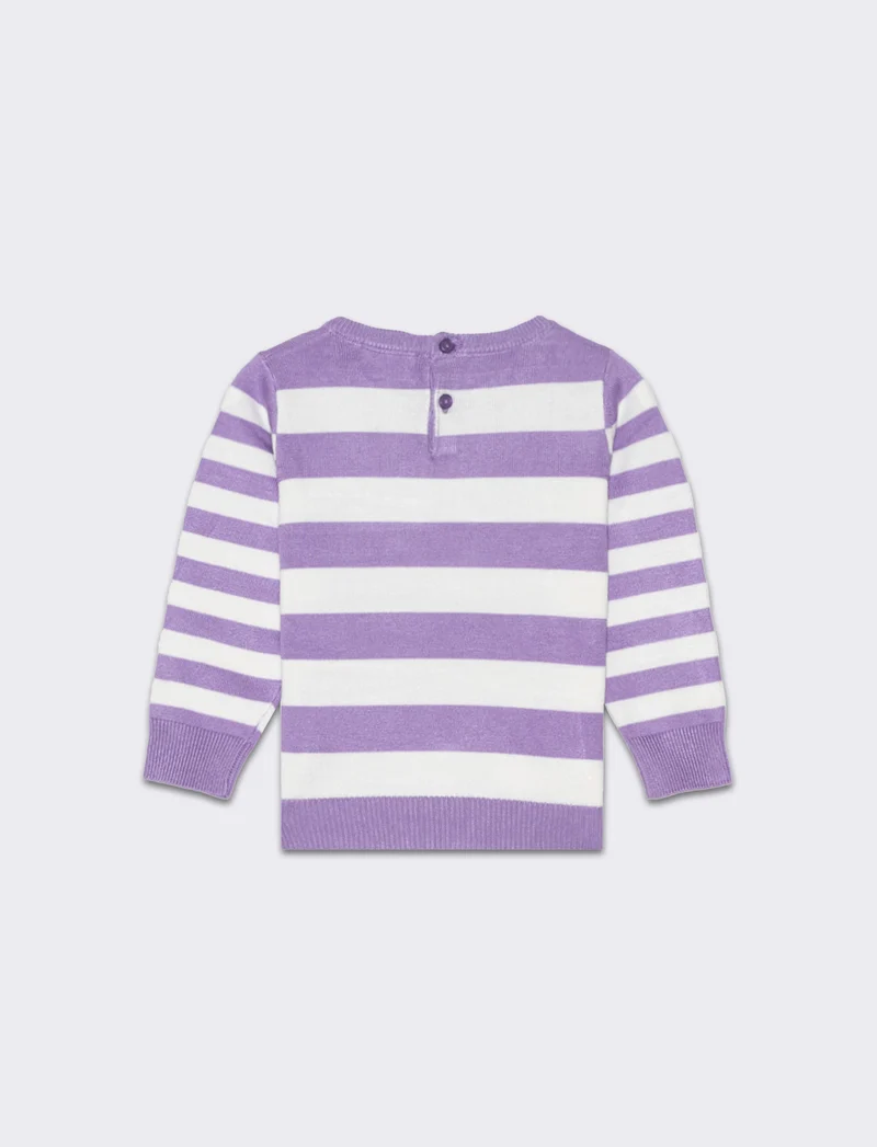 Maglia a righe da neonata - Lilla