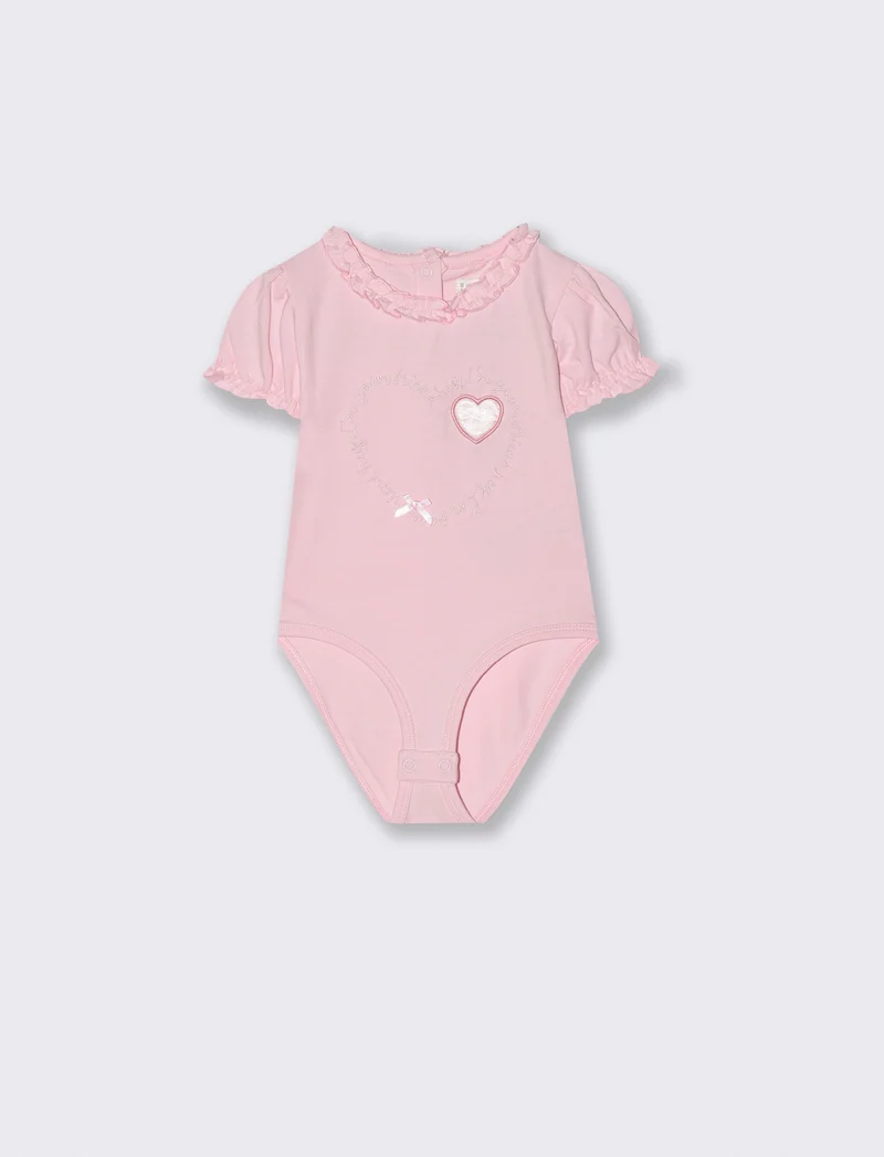 Body con manica a sbuffo e arricciature - Rosa