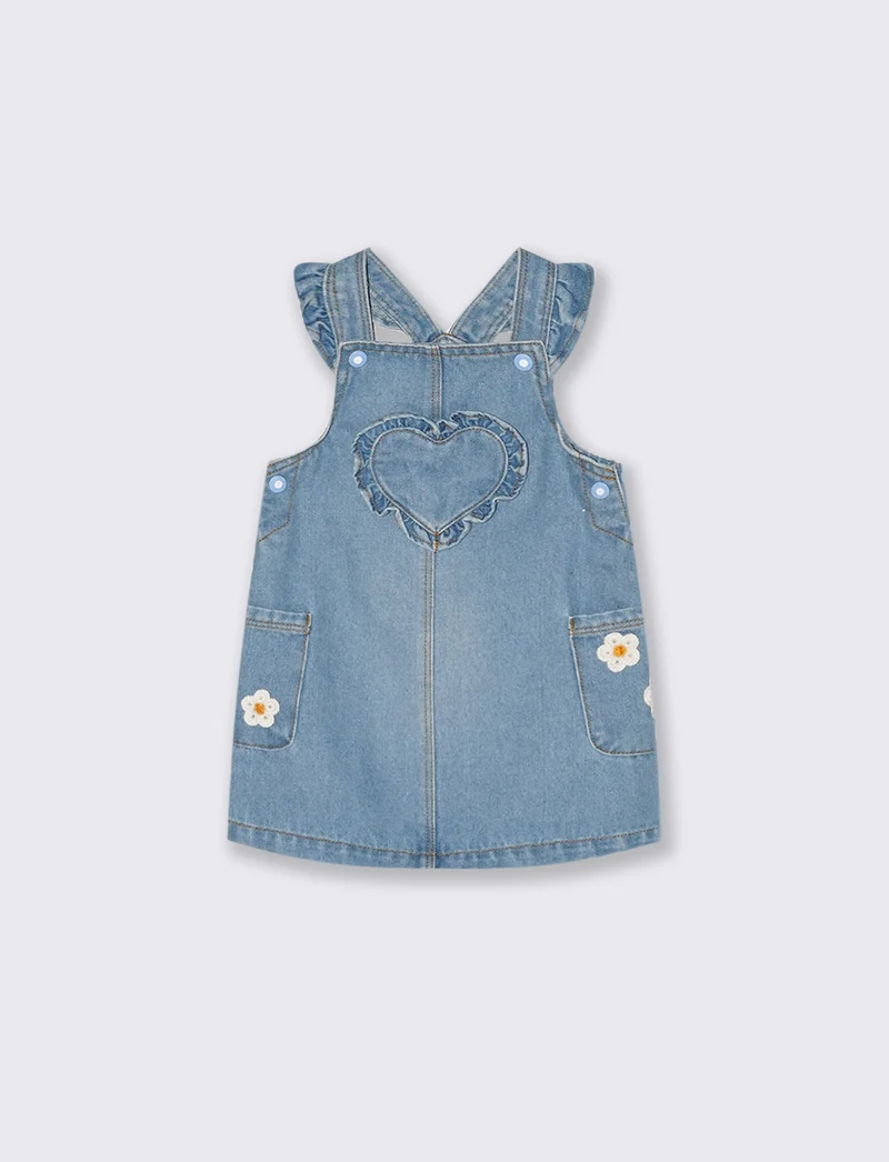 Salopette di jeans con tasca frontale - Denim