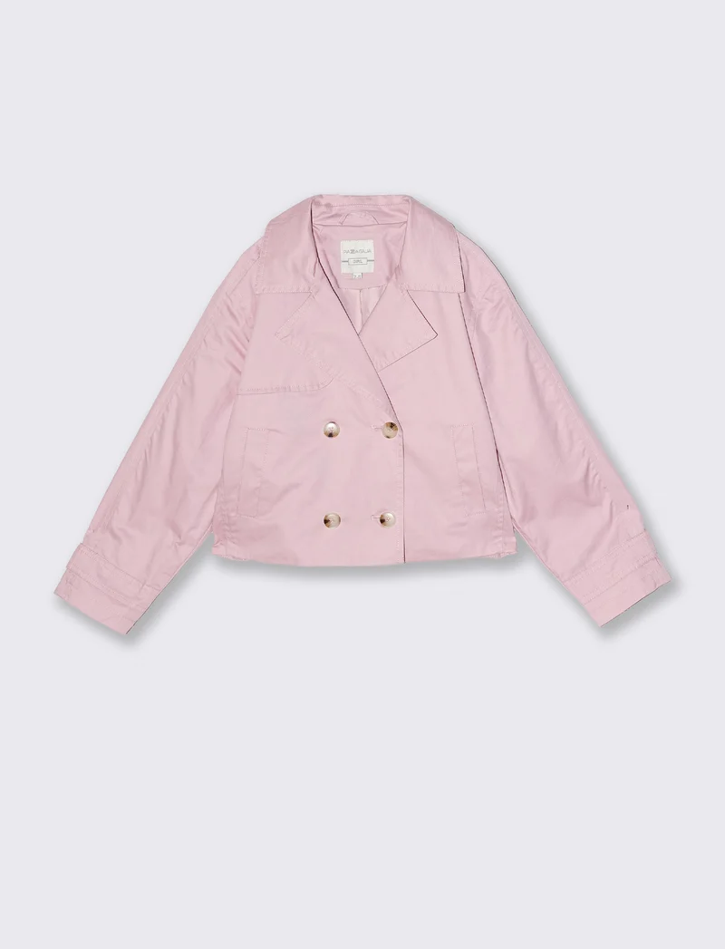 Trench doppio petto per bambina elegante - Rosa chiaro