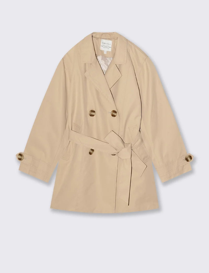 Trench doppiopetto sabbia con cintura bambina - Beige