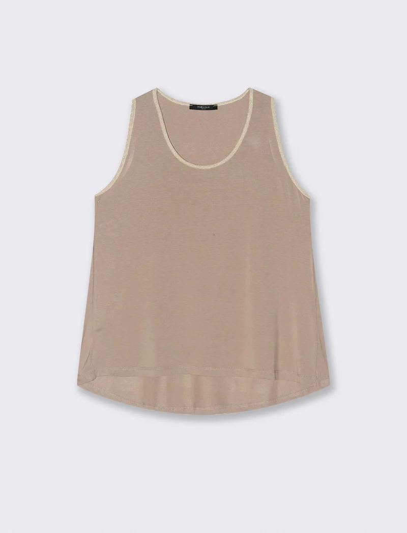 TOP VISCOSA CON DETTAGLI A CONTRASTO LUREX - Beige