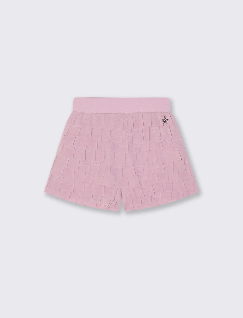 Shorts in georgette con balze da bambina - Rosa