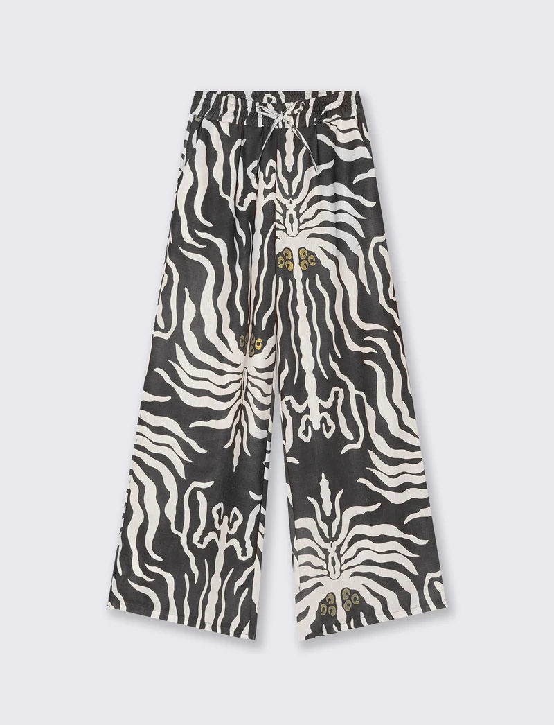 Pantalone palazzo stampato - Nero