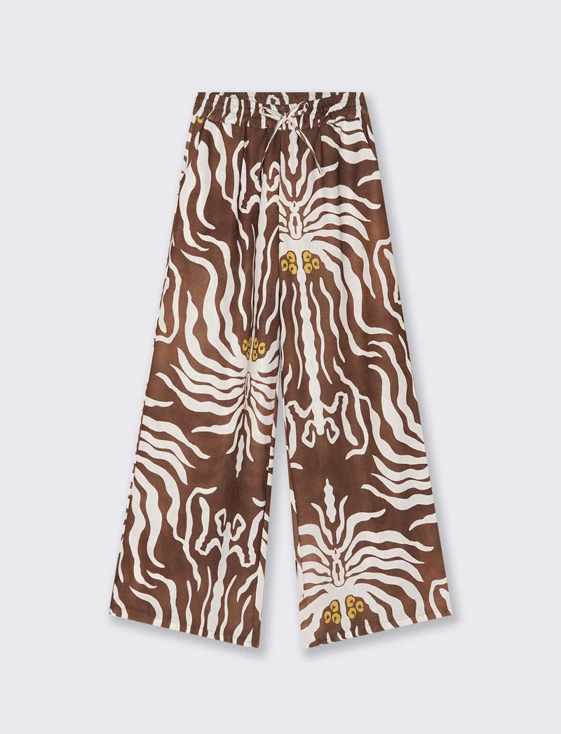 Pantalone palazzo stampato - Marrone tabacco