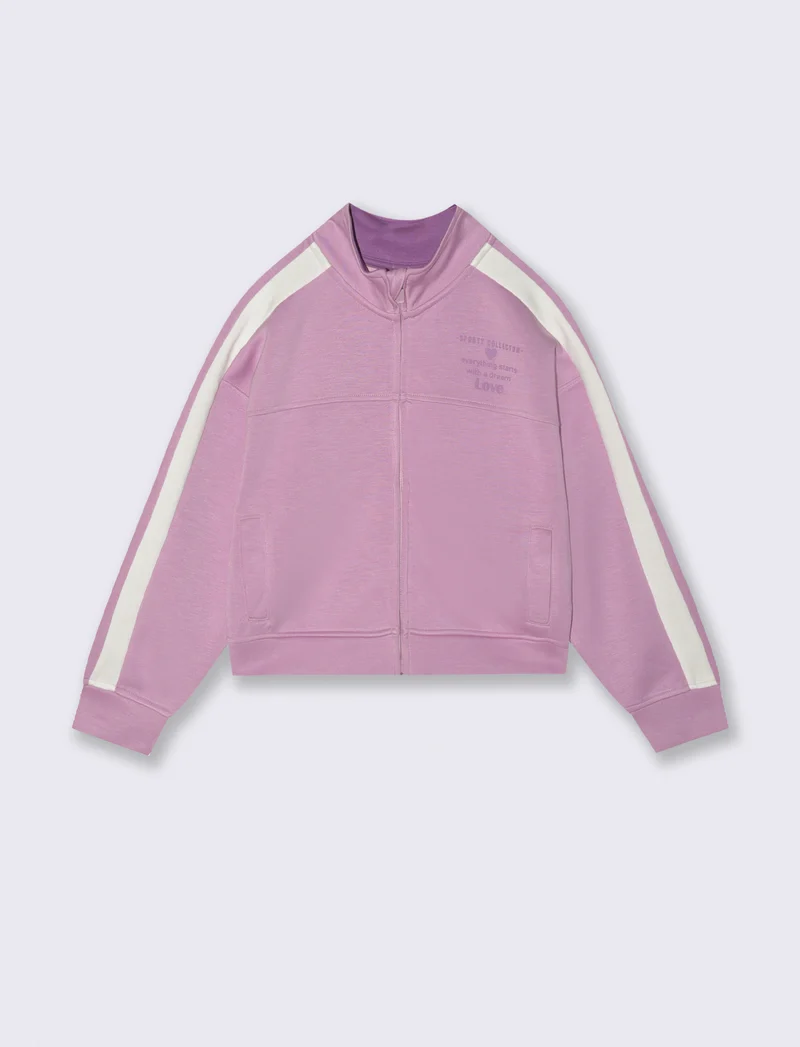 Felpa sportiva a manica lunga con zip - Rosa