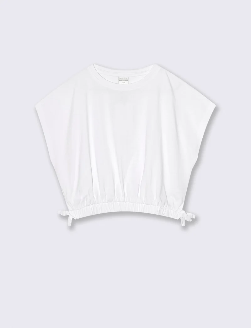 T-shirt estiva bambina con rouches - Bianco
