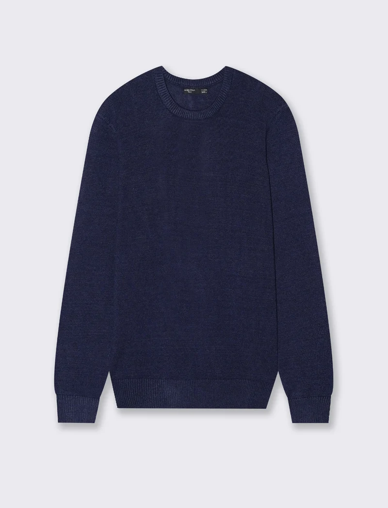 MAGLIA GIROCOLLO FILATO PREMIUM - Blu melange