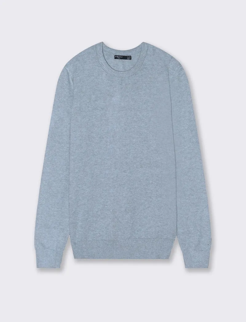 MAGLIA GIROCOLLO FILATO PREMIUM - Celeste melange