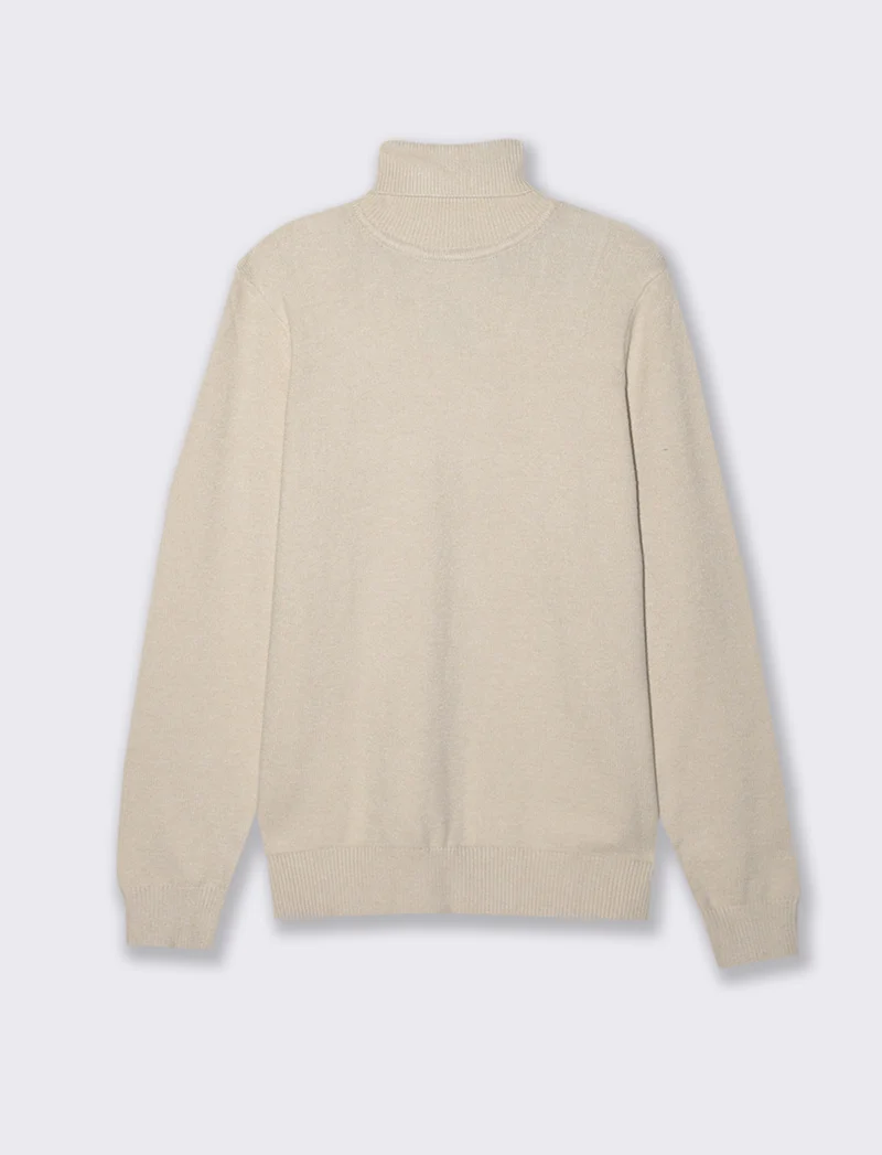MAGLIA COLLO ALTO FILATO PREMIUM - Bianco