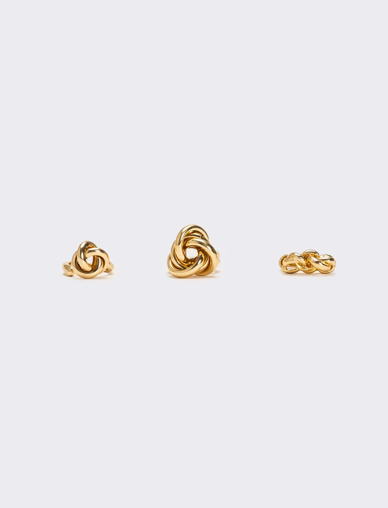 Card donna anelli 3 pezzi con nodo - Oro