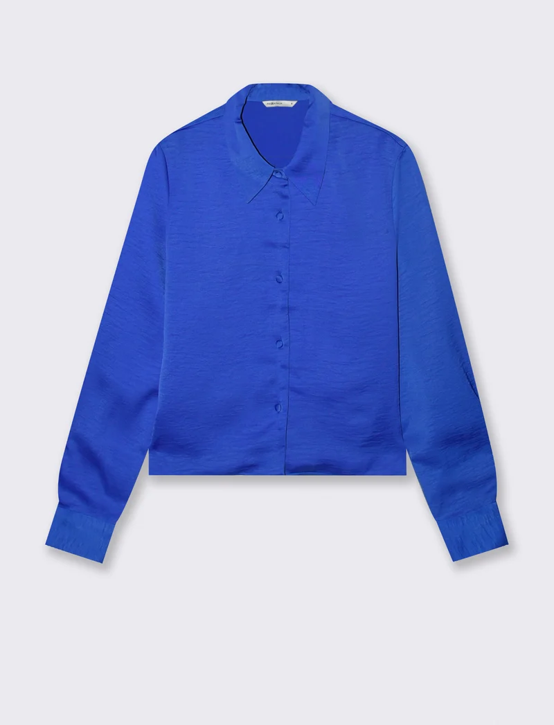 Camicia Crop Manica Lunga - Blu royal