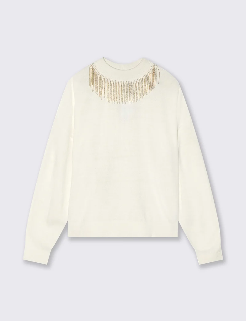 PULLOVER CON PERLINE - Avorio