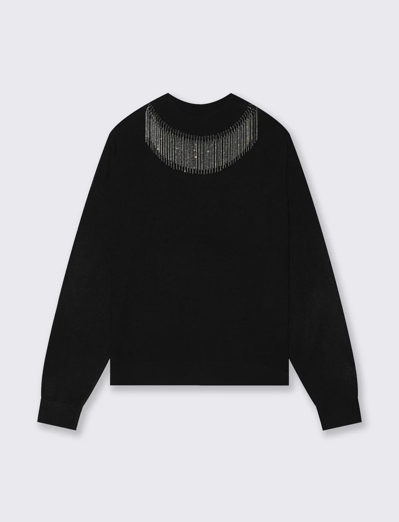 PULLOVER CON PERLINE - Nero