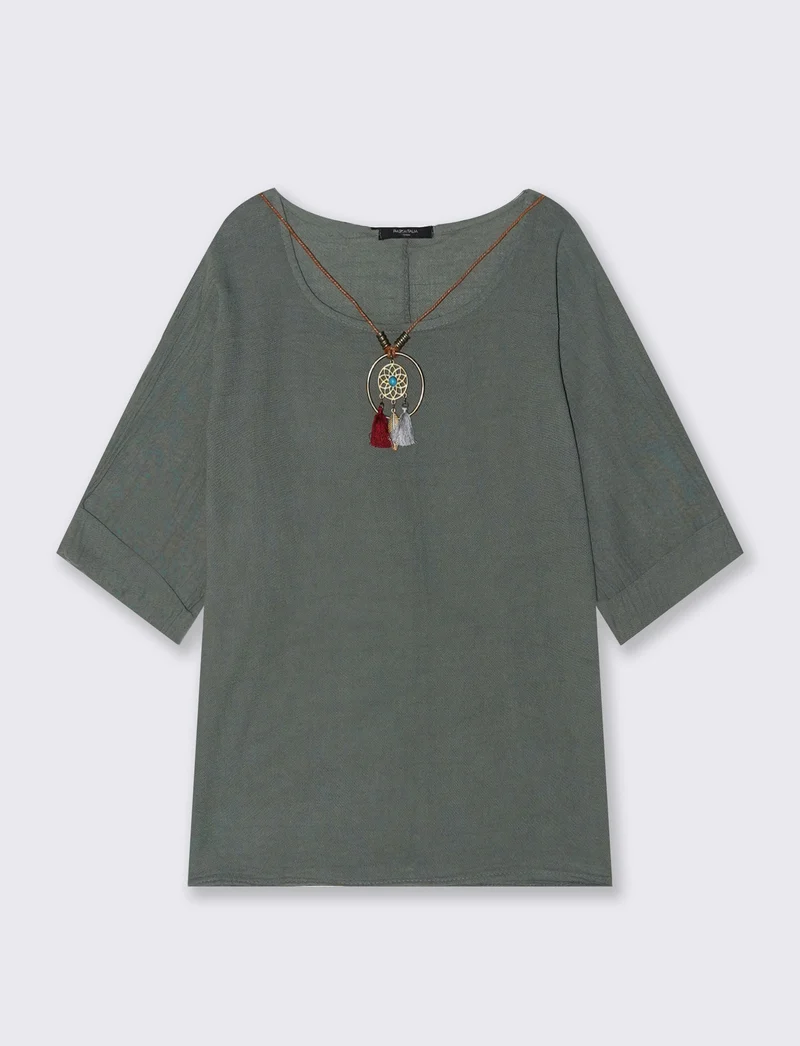 Casacca over con collana in cotone e lino - Ve.milit.