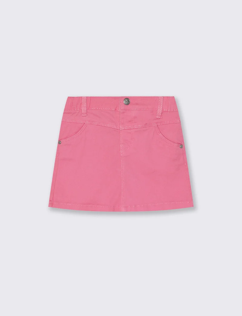 Gonna in twill con tasche per primavera - Rosa big bubble