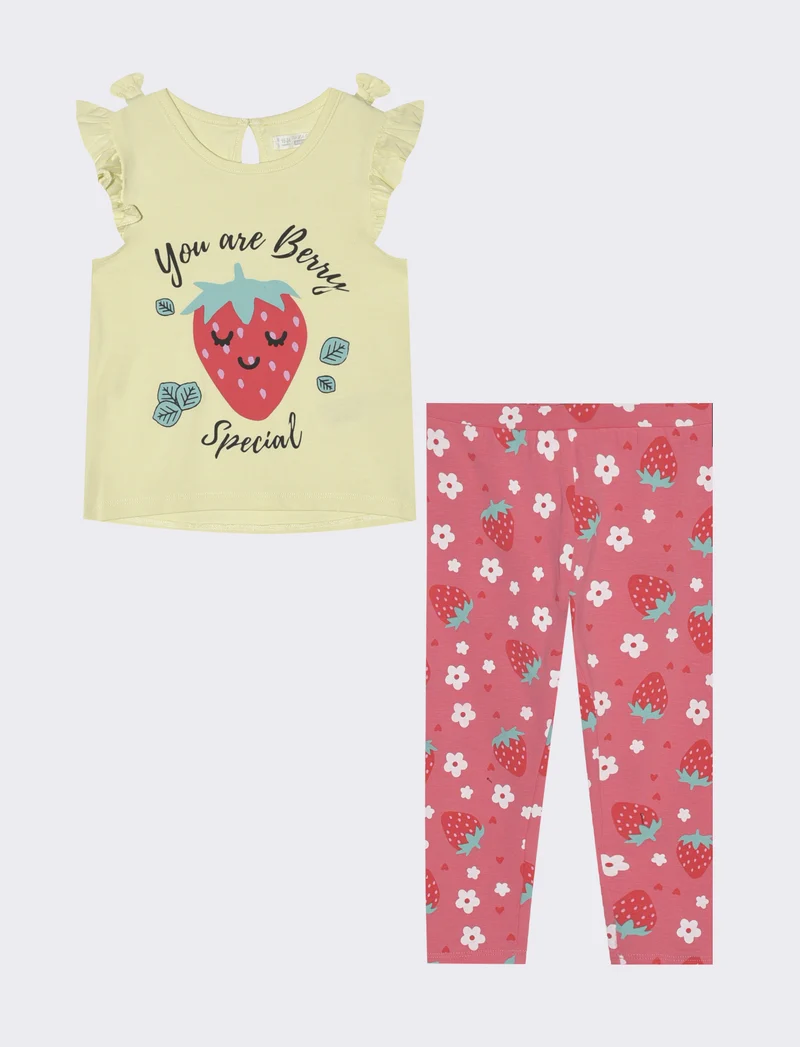 Completo canotta e leggings con stampa - Giallo