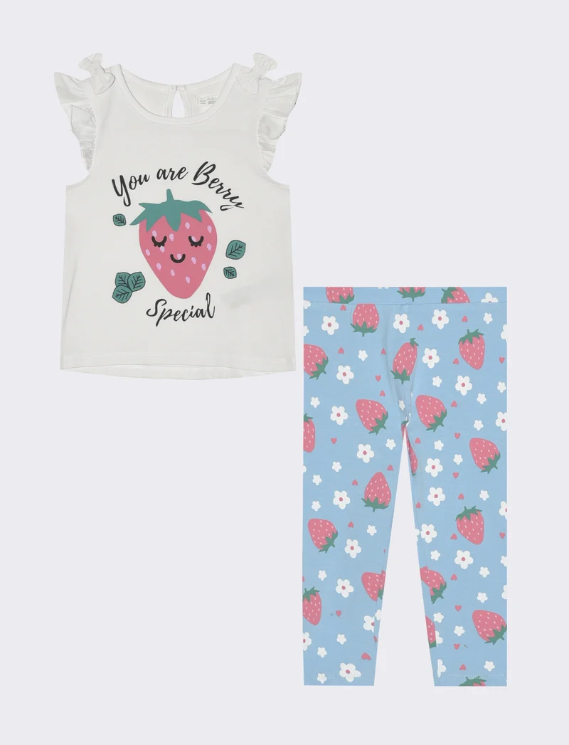 Completo canotta e leggings con stampa - Bianco