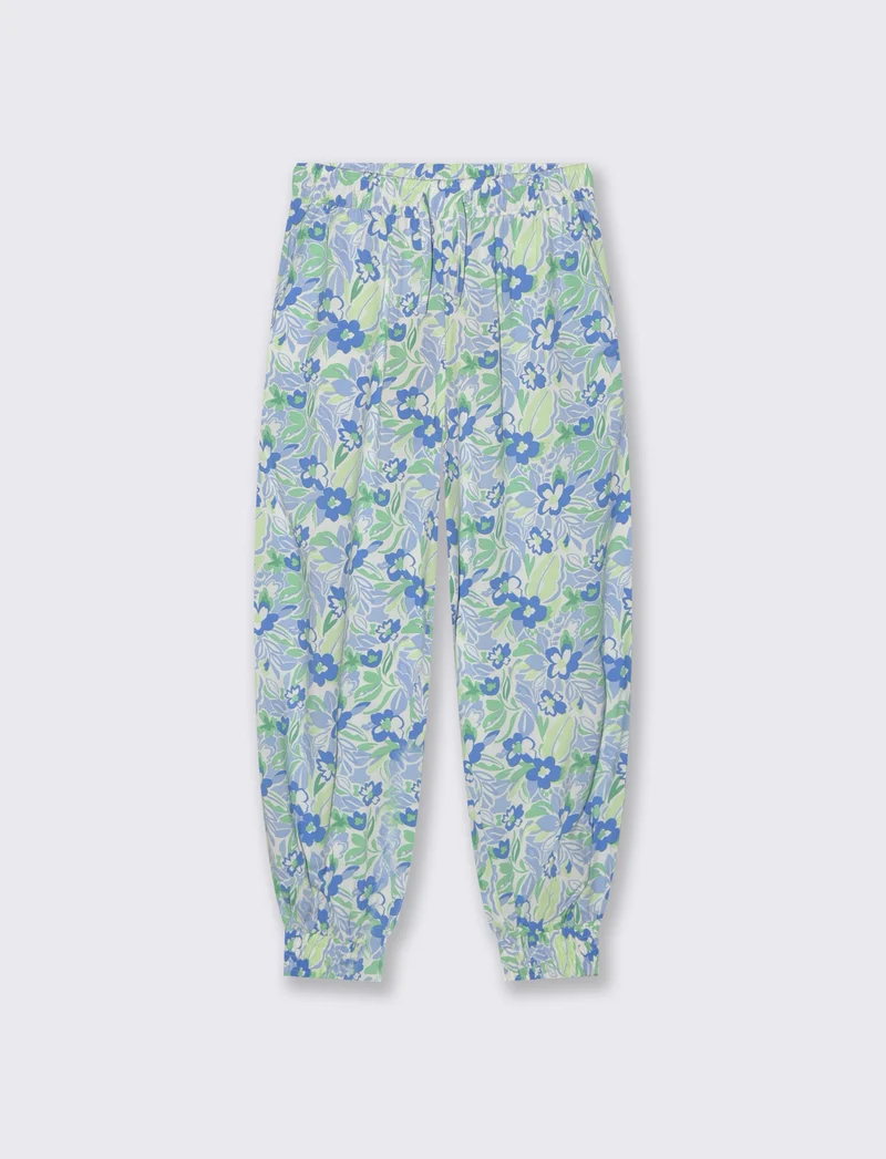 Jogger in viscosa con stampa e comfort - Verde