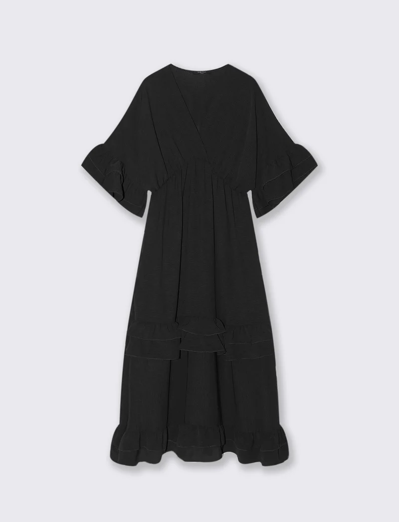 VESTITO INCROCIO CON BALZA AL FONDO - Nero