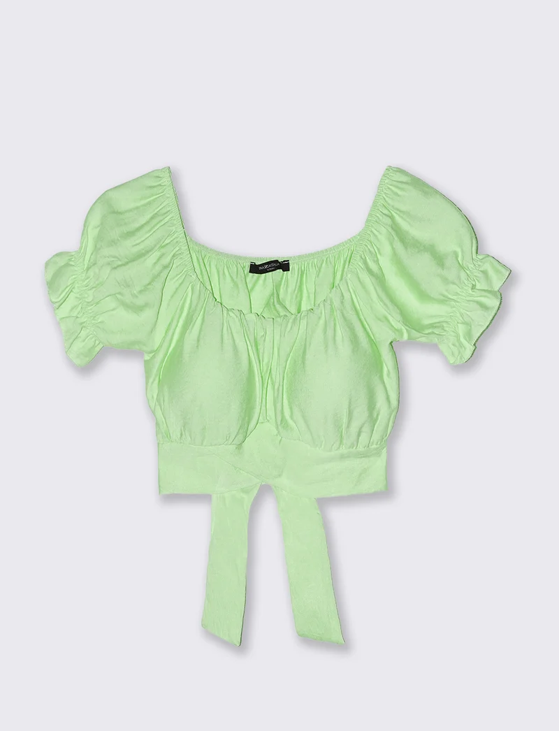 Top con manica elastica - Verde acqua