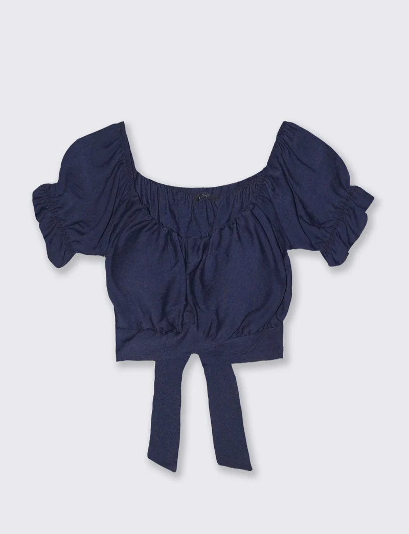 Top con manica elastica - Blu