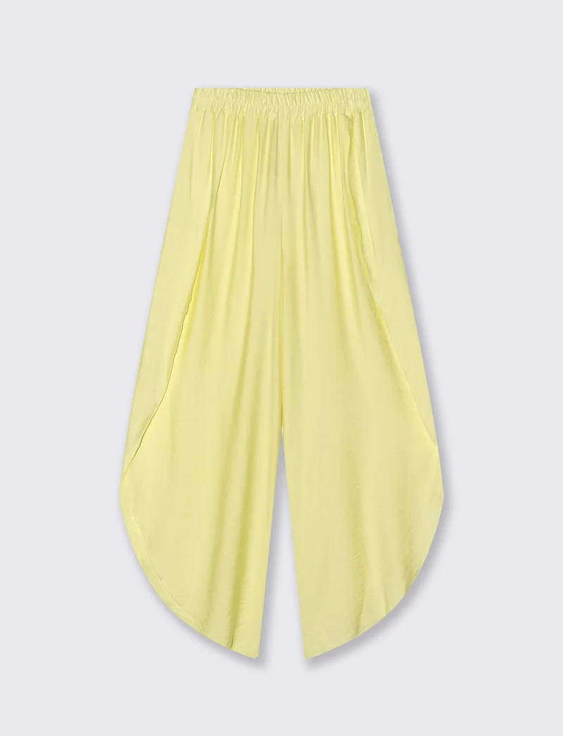 Pantalone a palazzo con elastico in vita - Giallo