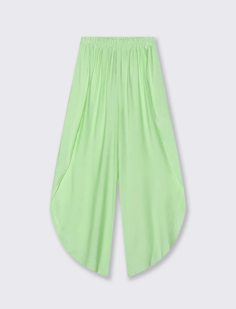 Pantalone a palazzo con elastico in vita - Verde acqua