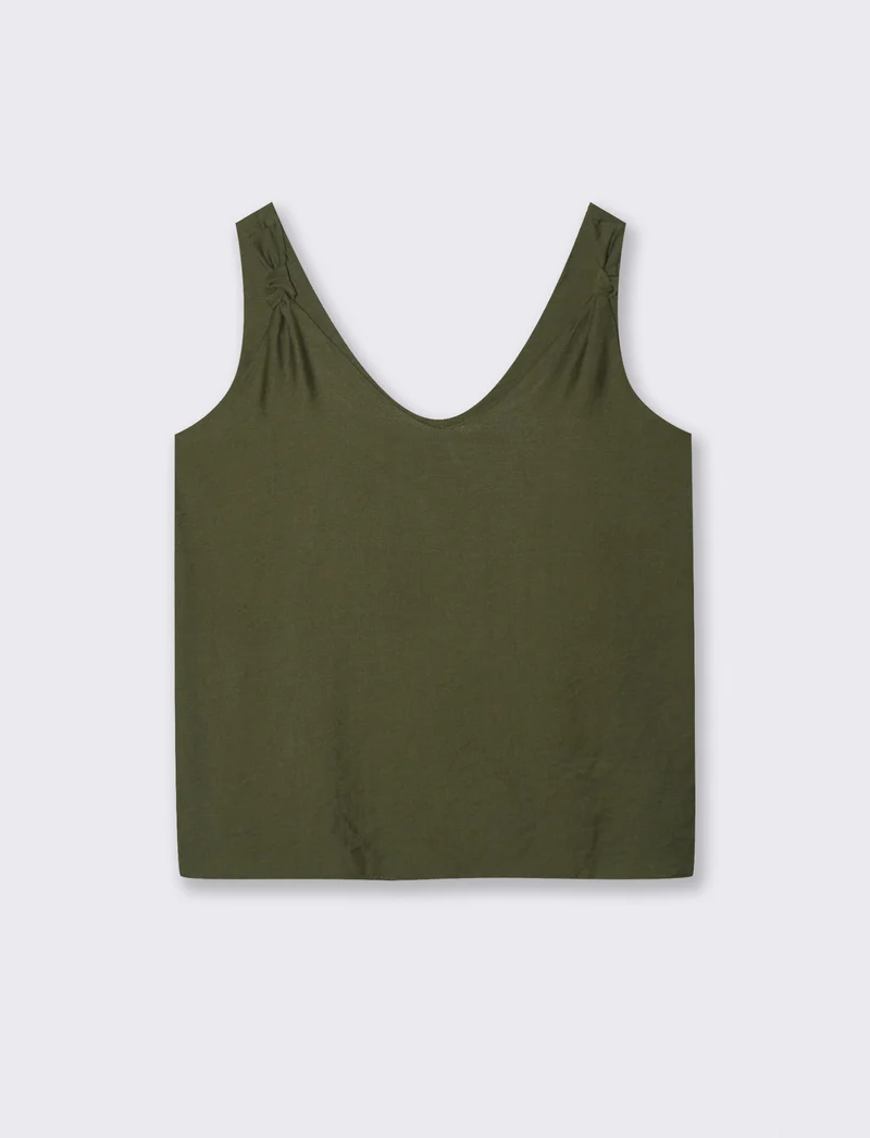 Top con lacci sulla spalla - Verde militare