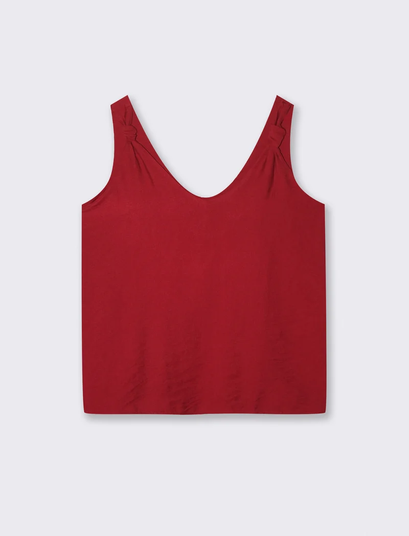 Top con lacci sulla spalla - Rosso india