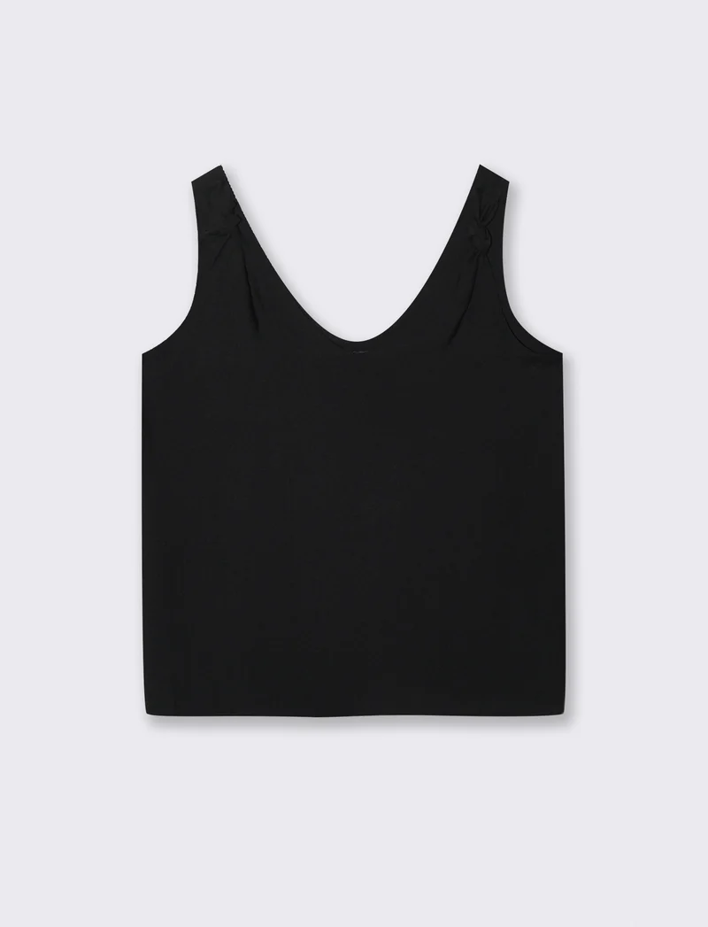 Top con lacci sulla spalla - Nero