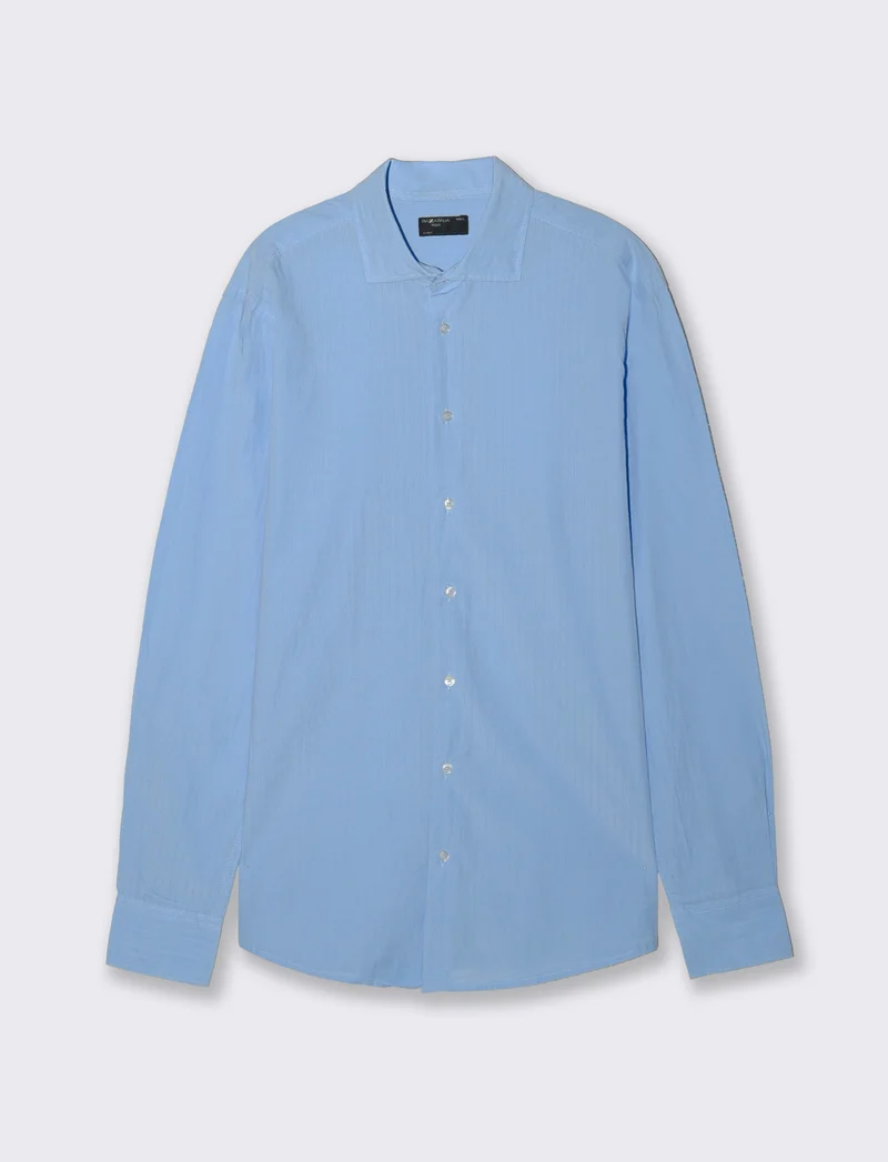 Camicia formale uomo regular fit strutturata - Azzurro