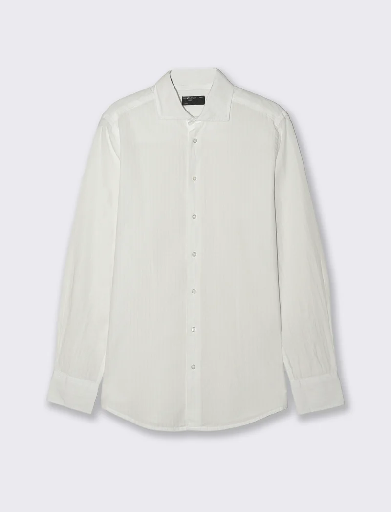Camicia formale uomo regular fit strutturata - Bianco