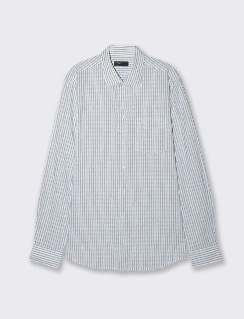 Camicia a righe in cotone da uomo - Celeste