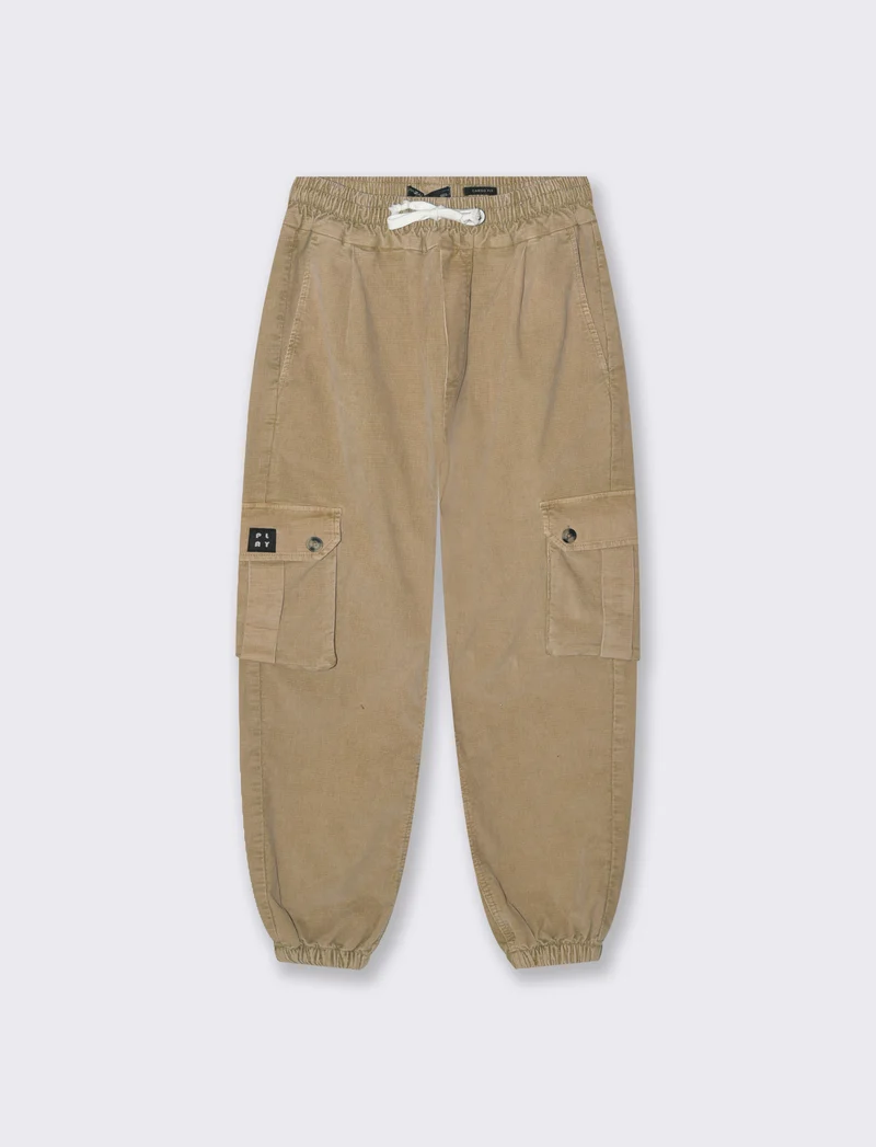 PANTALONI IN VELLUTO CARGO FIT - Beige