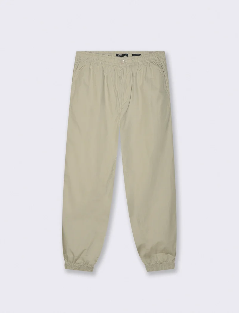 Pantaloni Jogger in Cotone con Vita Elastica - Grigio stone