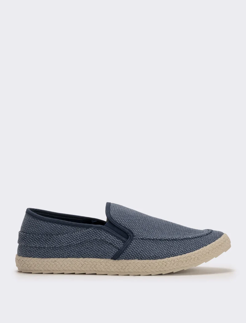 Slip-on uomo in tessuto con suola corda - Blu