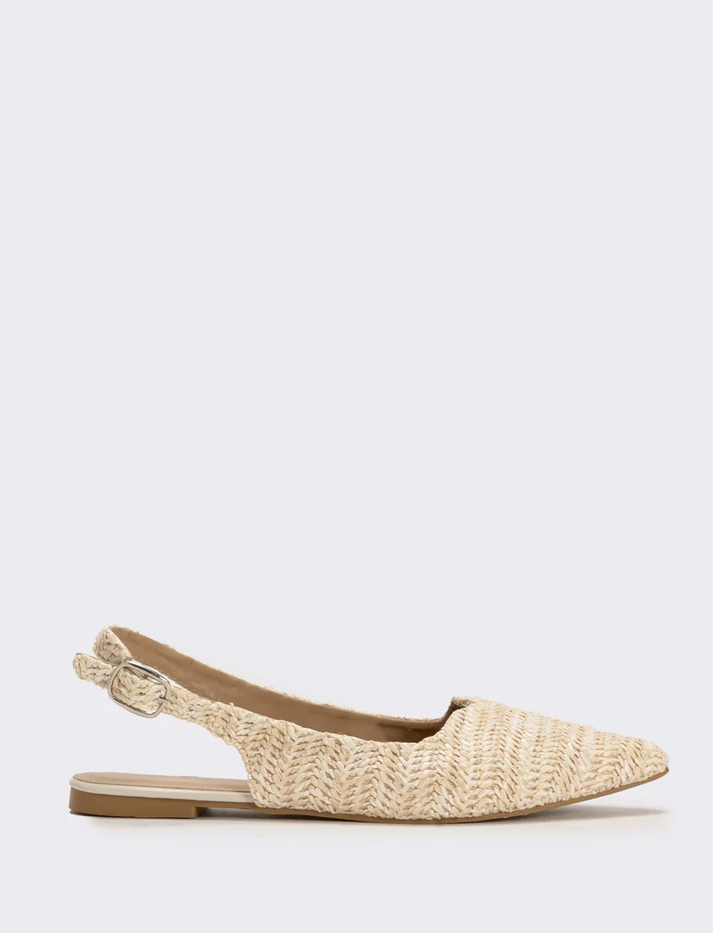 Ballerina beige effetto paglia intrecciata - Beige