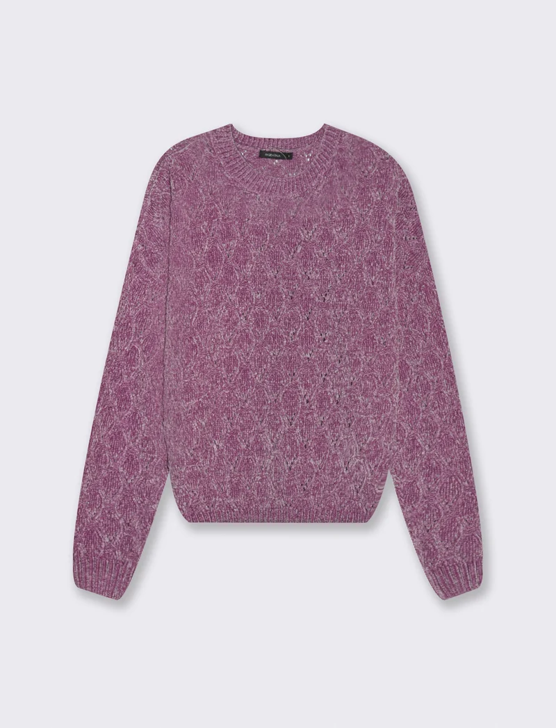MAGLIA MANICA LUNGA CON INTARSI - Viola malva