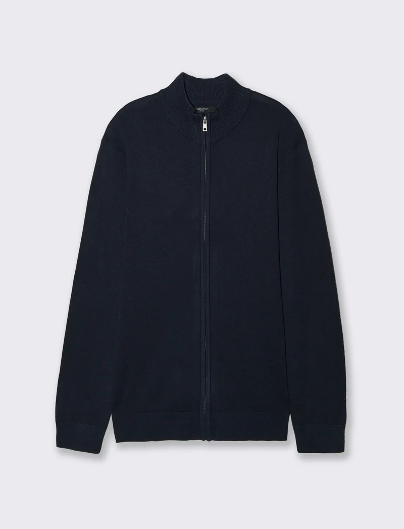 Maglia Cardigan Mezzo Collo Premium - Blu