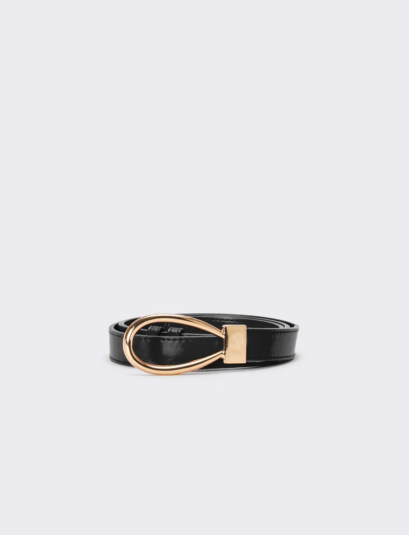 Cintura donna con fibbia goccia - Nero
