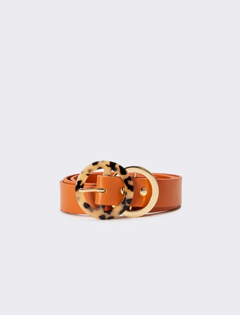 Cintura donna doppia fibbia cerchi - Arancio