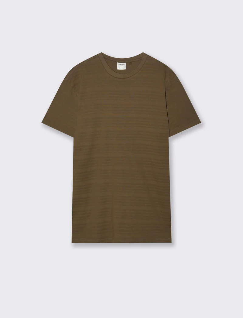 T-shirt girocollo jacquard righe - Verde kaki