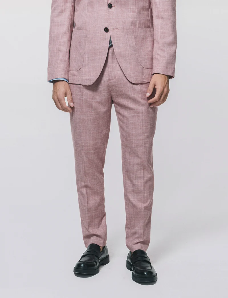 Pantaloni formal fit in tessuto strutturato - Corallo