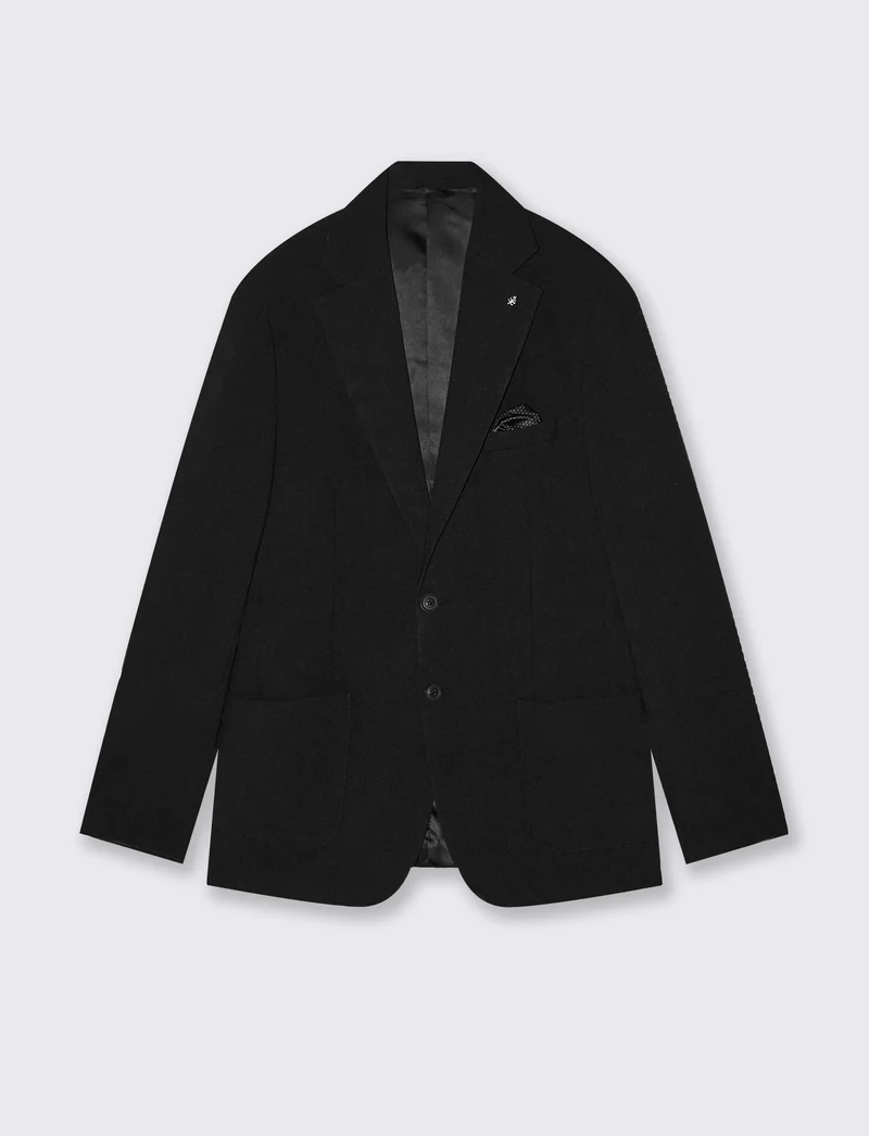 Blazer micro waffel formal fit elegante - Nero