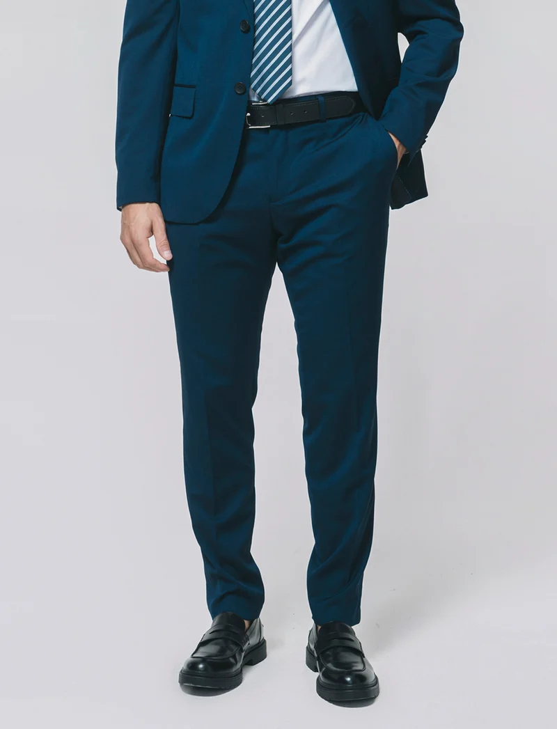 Pantaloni Formal Fit con Dettagli Eleganti - Blu