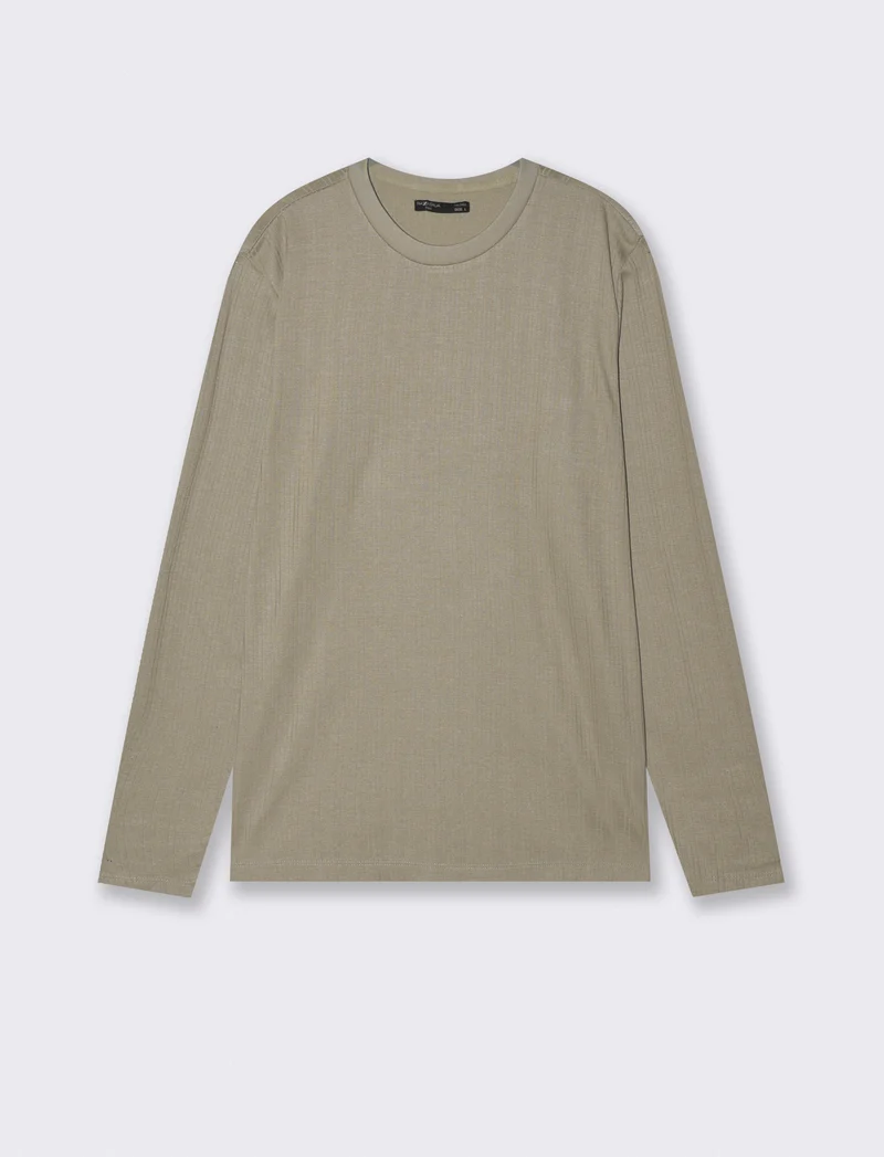 Girocollo a coste effetto maglia lungo - Verde salvia
