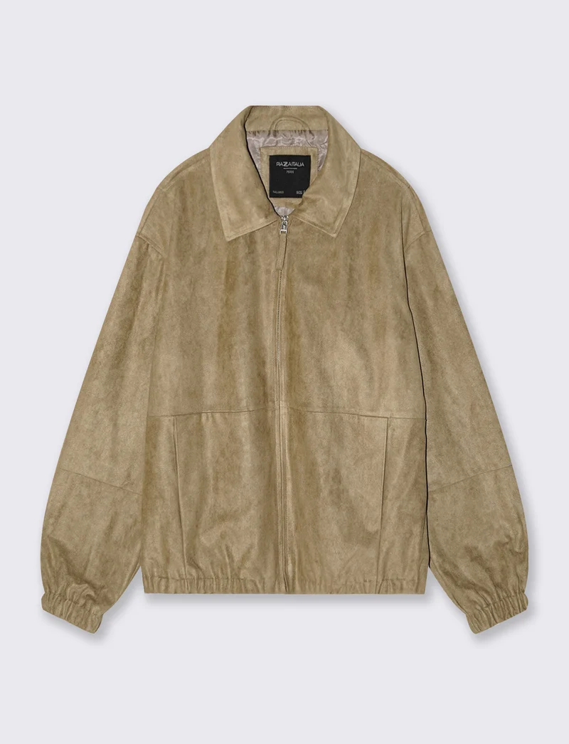 Giubbotto scamosciato collo francese - Beige